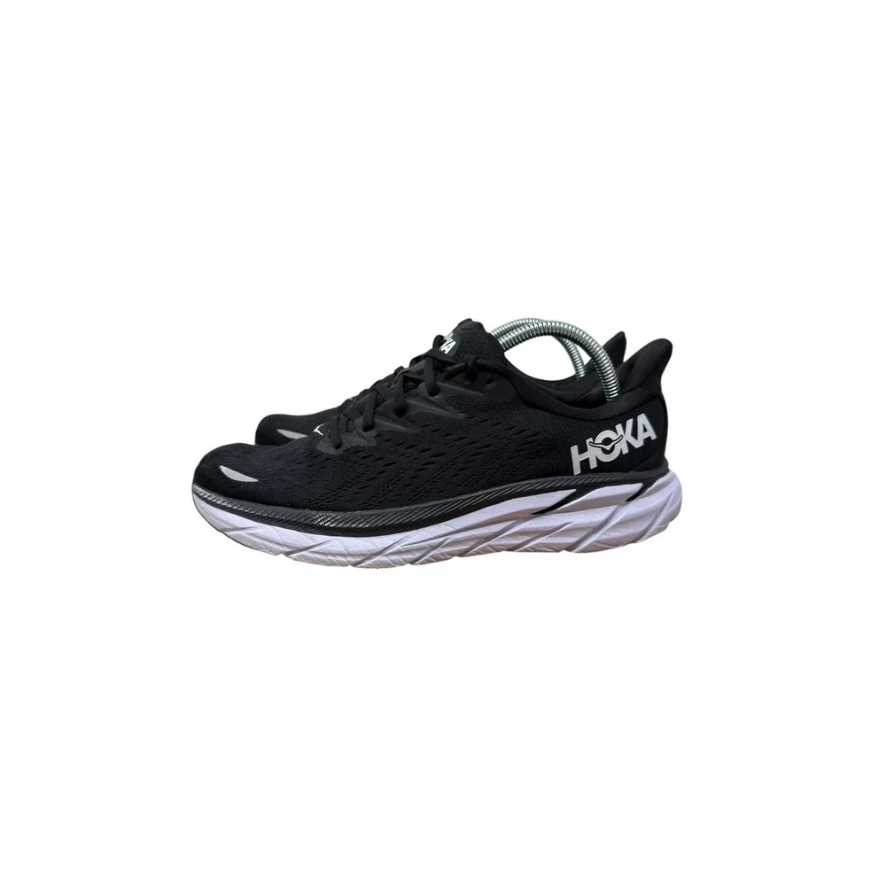 Hoka Clifton 8 Running Shoes Womens 9.5 Black White 1119394 BWHT Low Top Mesh - Picture 5 of 9